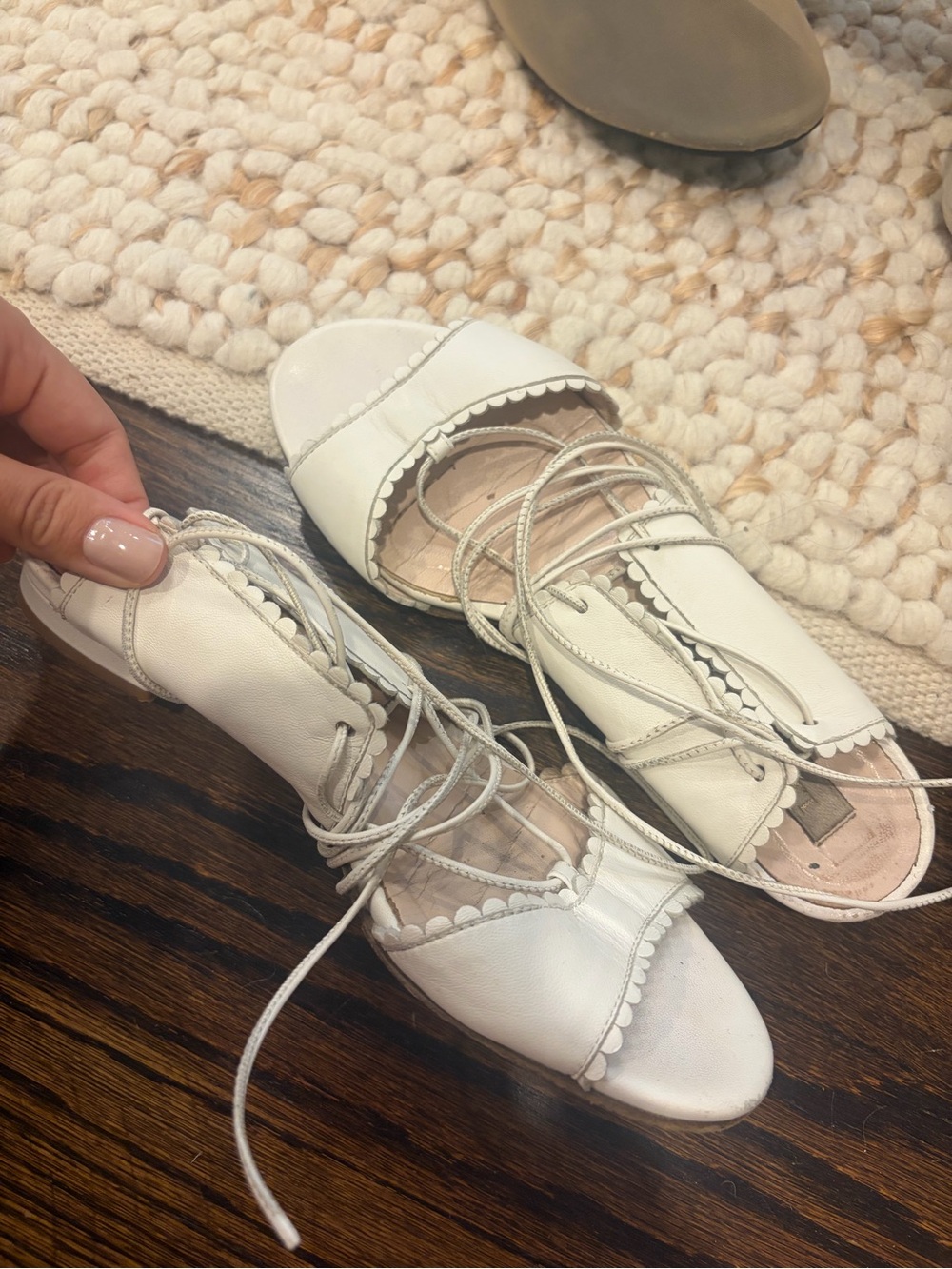 Lace-Up Women's Sandals in White